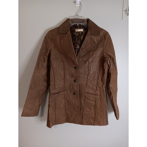 Vintage Wilsons Leather Brown Blazer Jacket  Size Large Mid Length - Picture 1 of 3